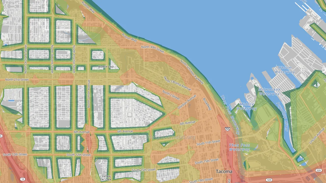 98403, WA Map of Noise Levels in 98403
