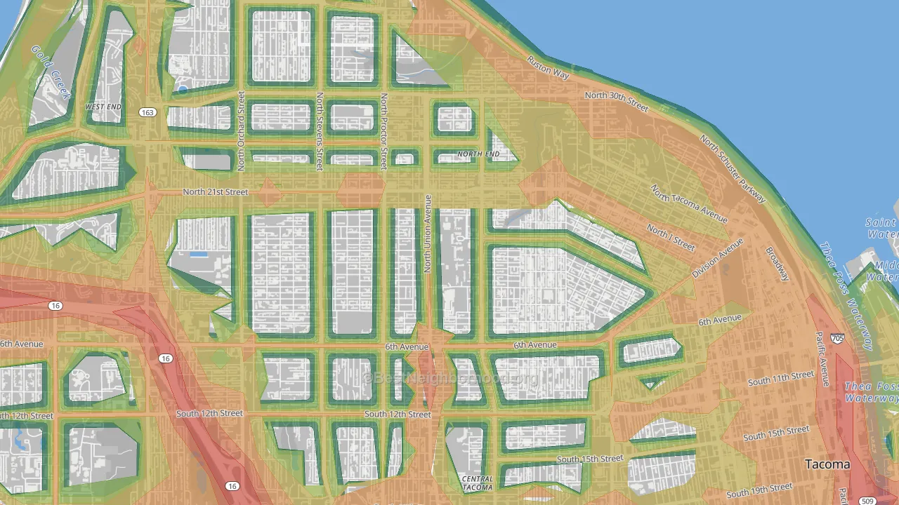 98416, WA Map of Noise Levels in 98416