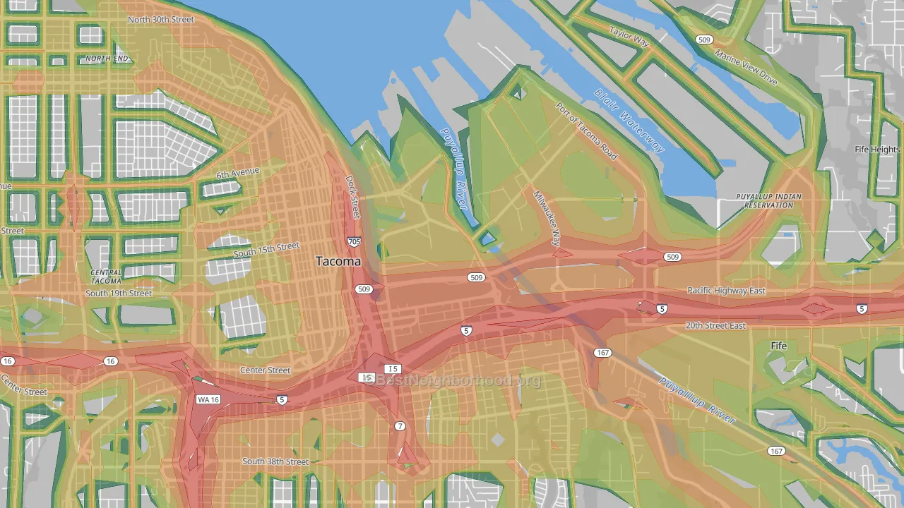 98421, WA Map of Noise Levels in 98421
