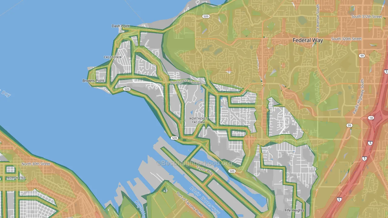 98422, WA Map of Noise Levels in 98422