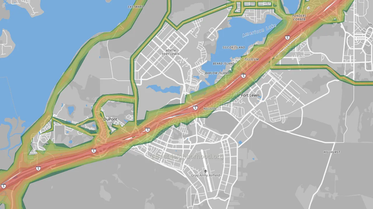 98433, WA Map of Noise Levels in 98433