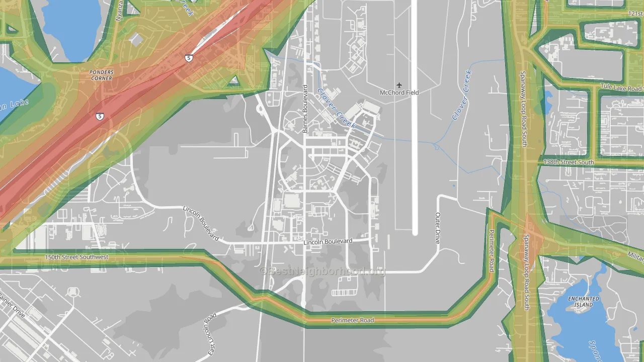 98438, WA Map of Noise Levels in 98438