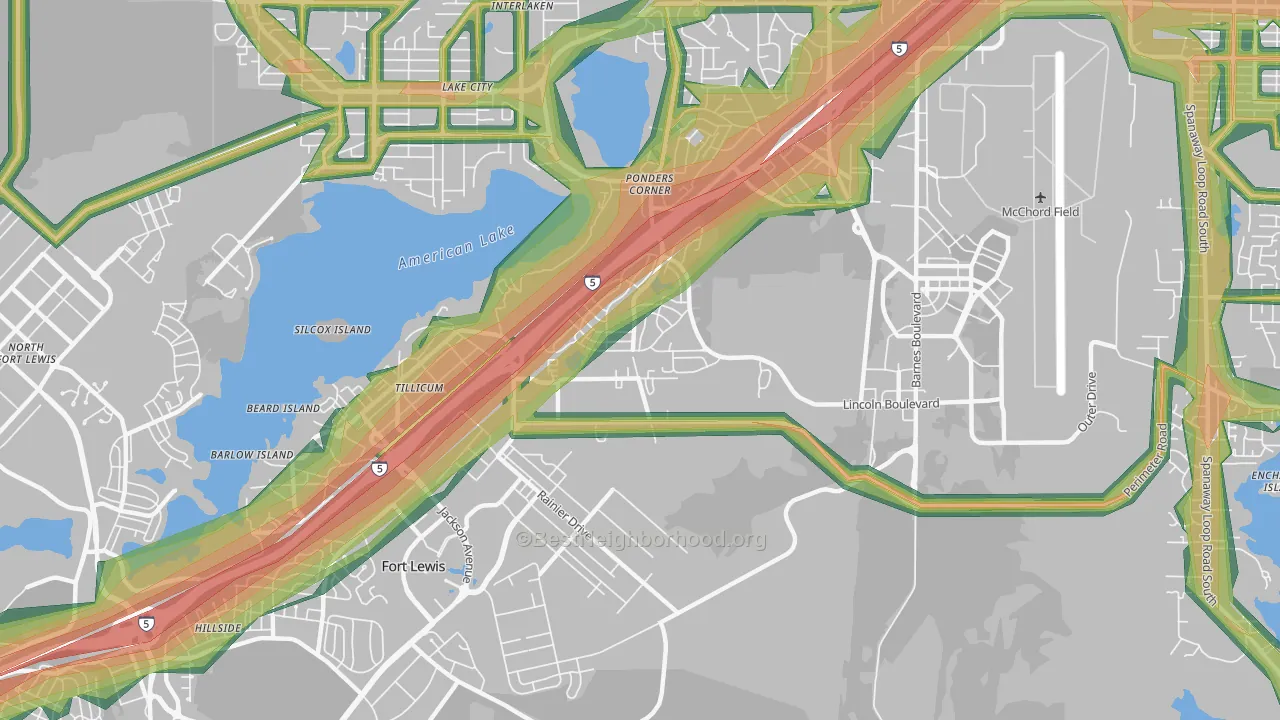 98439, WA Map of Noise Levels in 98439
