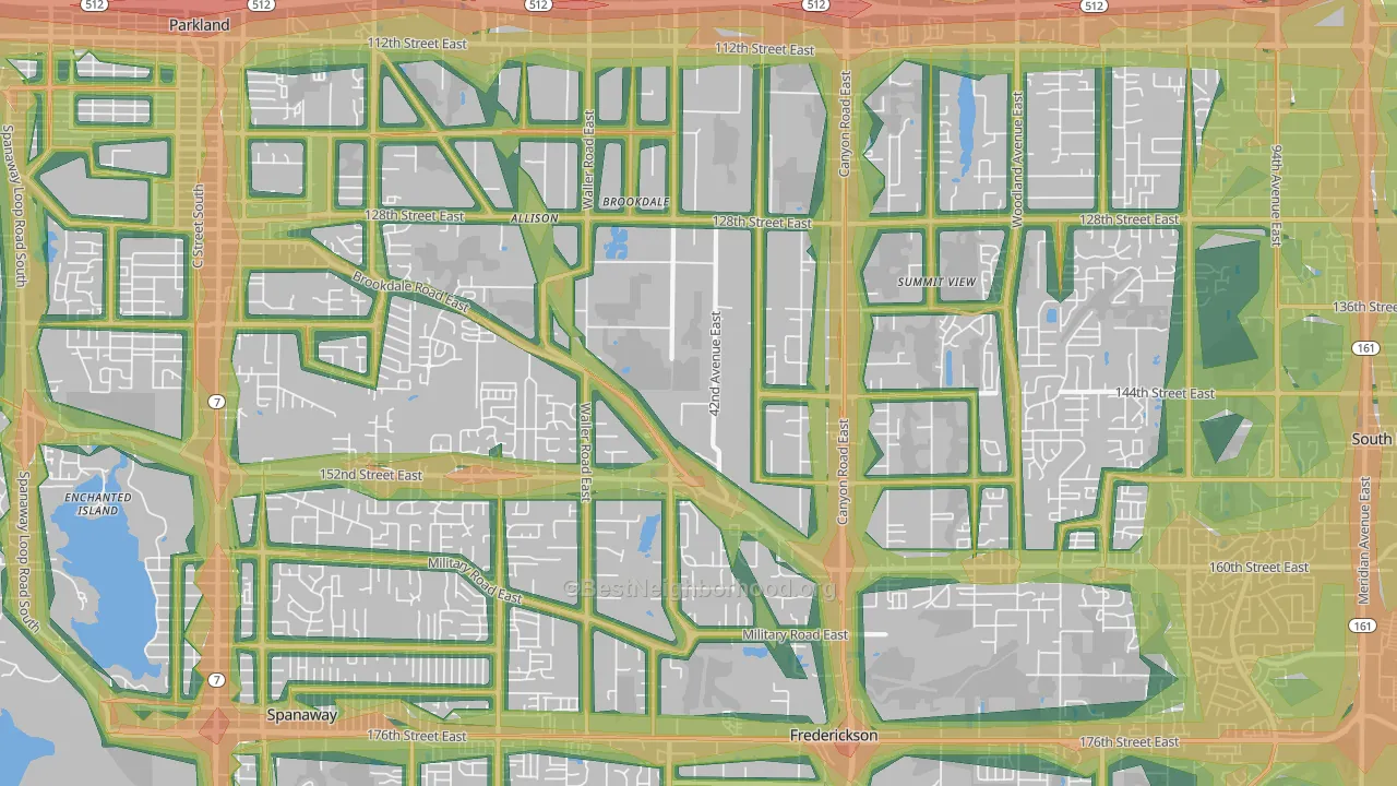 98446, WA Map of Noise Levels in 98446