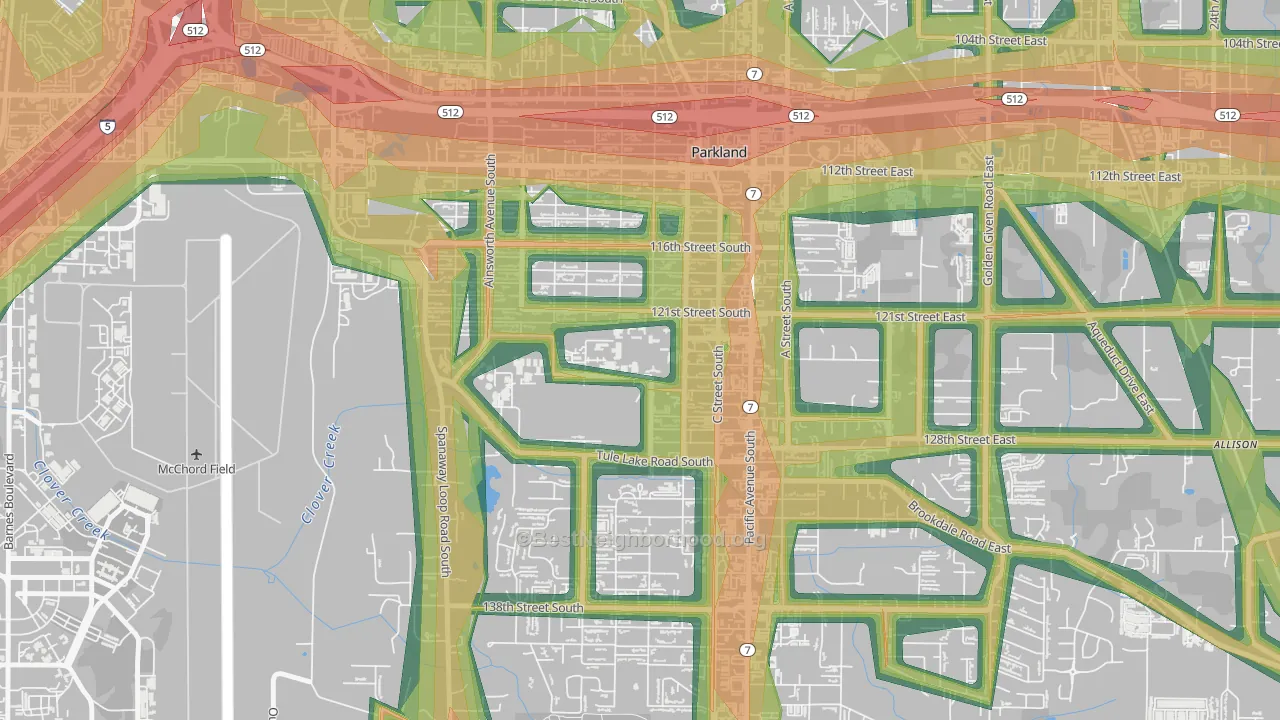 98447, WA Map of Noise Levels in 98447