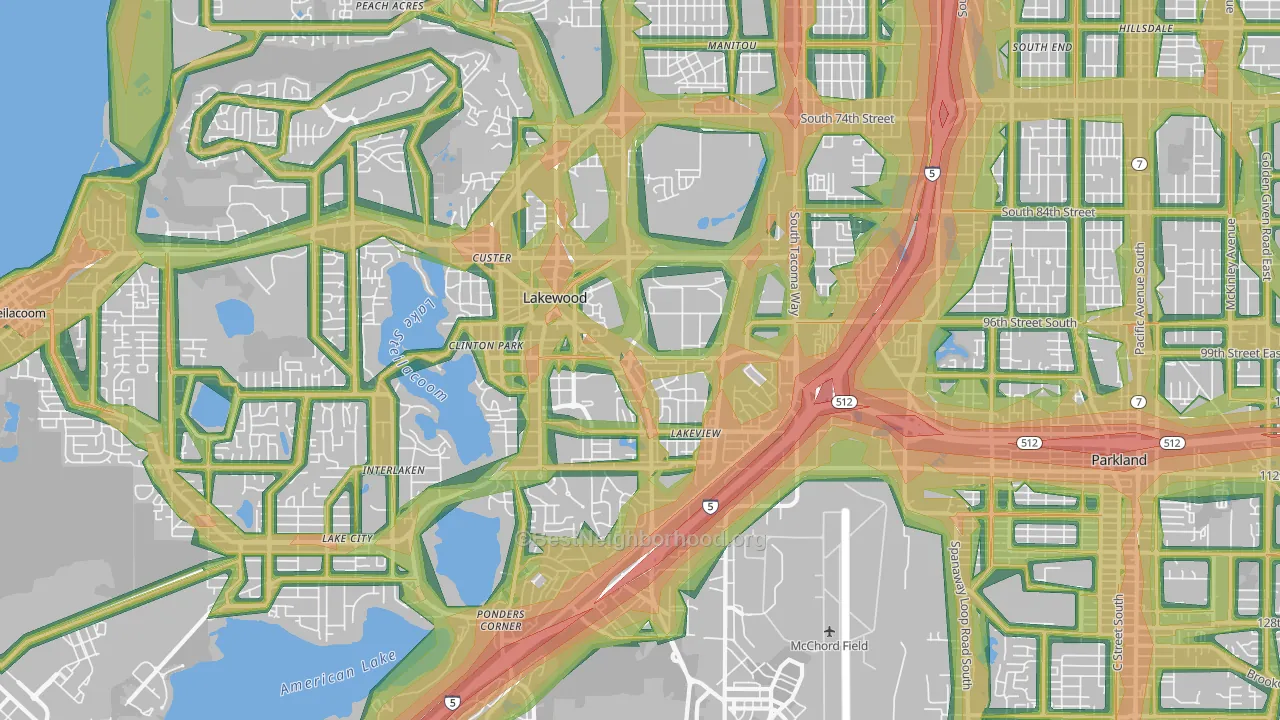 98499, WA Map of Noise Levels in 98499