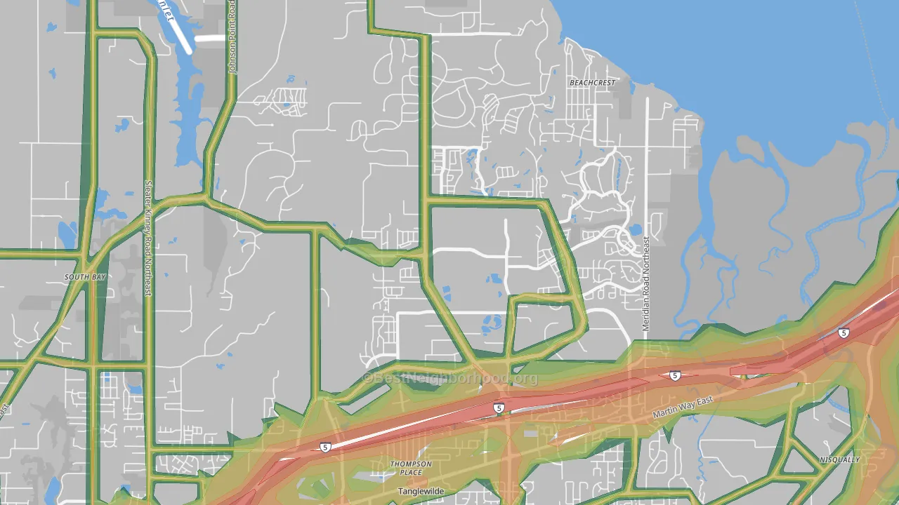 98516, WA Map of Noise Levels in 98516