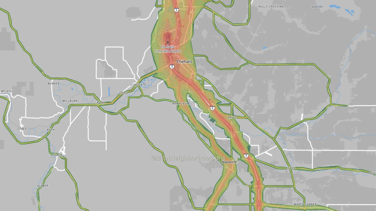 98532, WA Map of Noise Levels in 98532