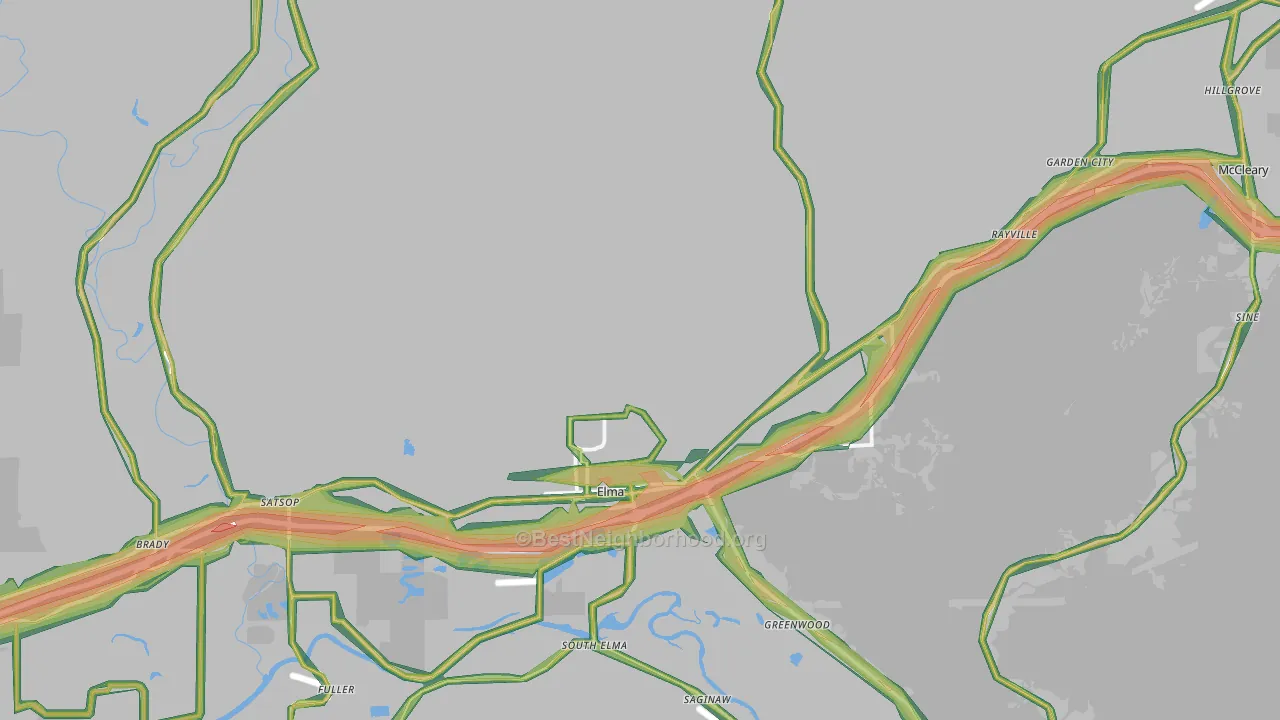 98541, WA Map of Noise Levels in 98541