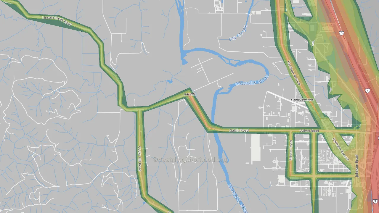 98544, WA Map of Noise Levels in 98544