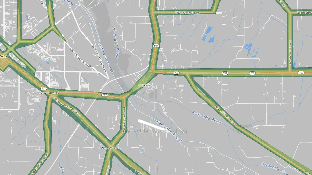 98558, WA Map of Noise Levels in 98558
