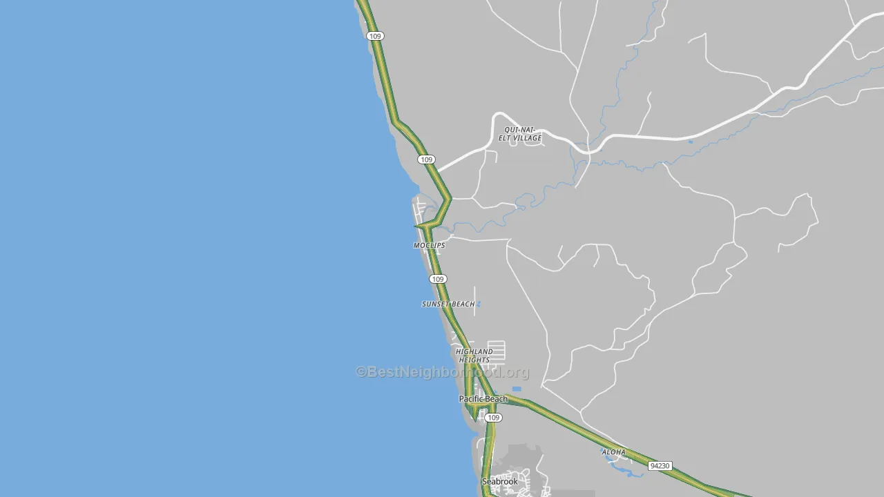 98562, WA Map of Noise Levels in 98562