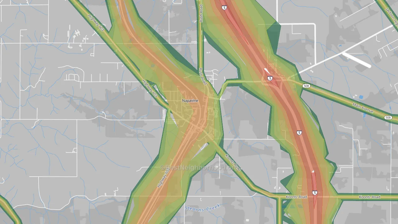 98565, WA Map of Noise Levels in 98565