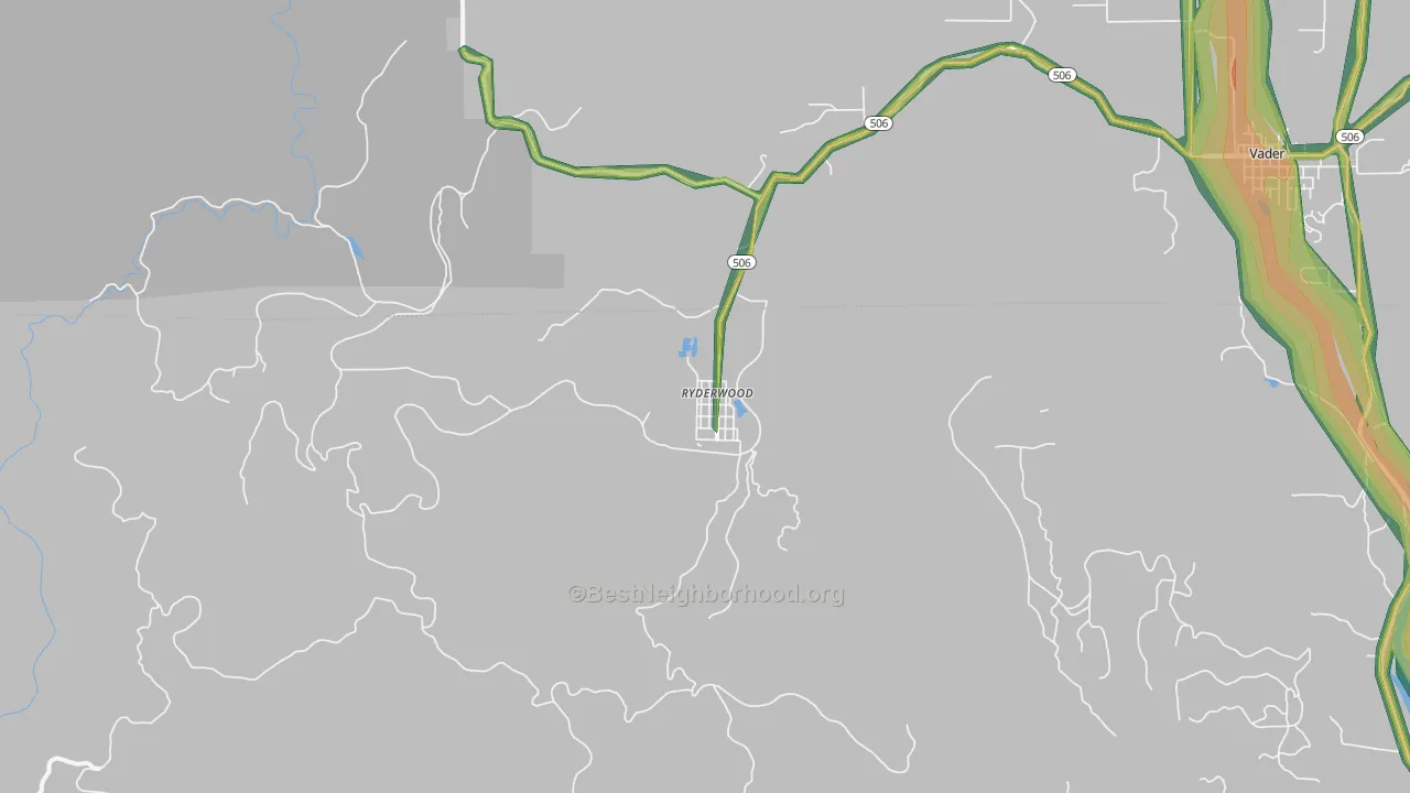 98581, WA Map of Noise Levels in 98581