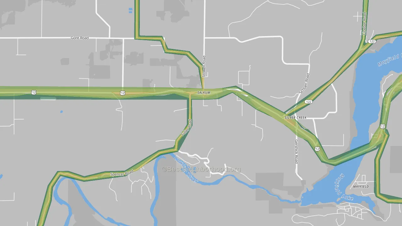 98582, WA Map of Noise Levels in 98582