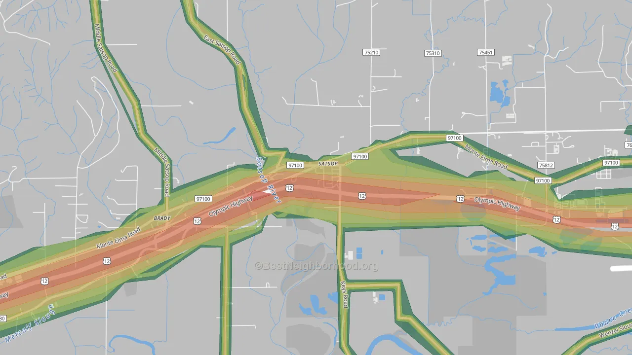 98583, WA Map of Noise Levels in 98583