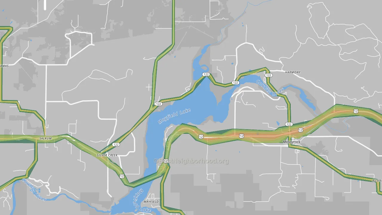 98585, WA Map of Noise Levels in 98585