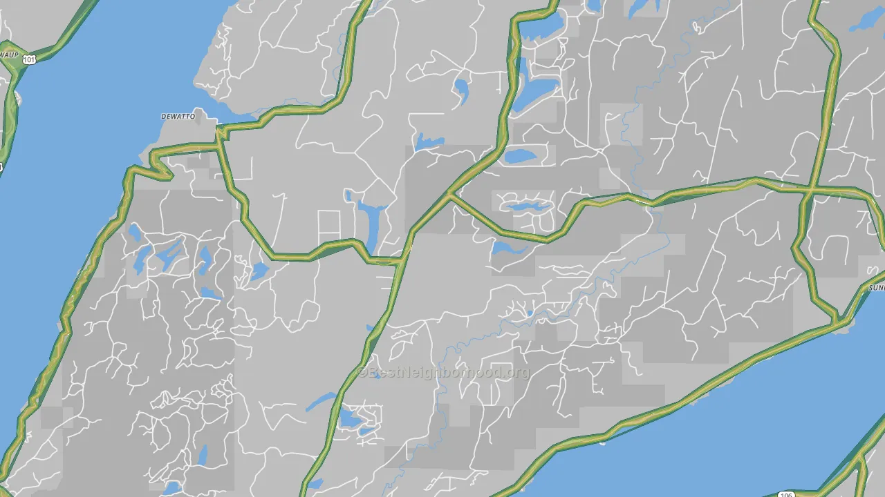 98588, WA Map of Noise Levels in 98588