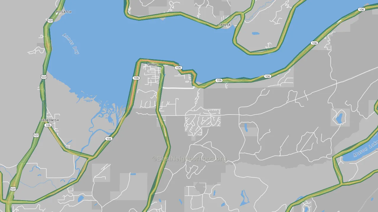 98592, WA Map of Noise Levels in 98592