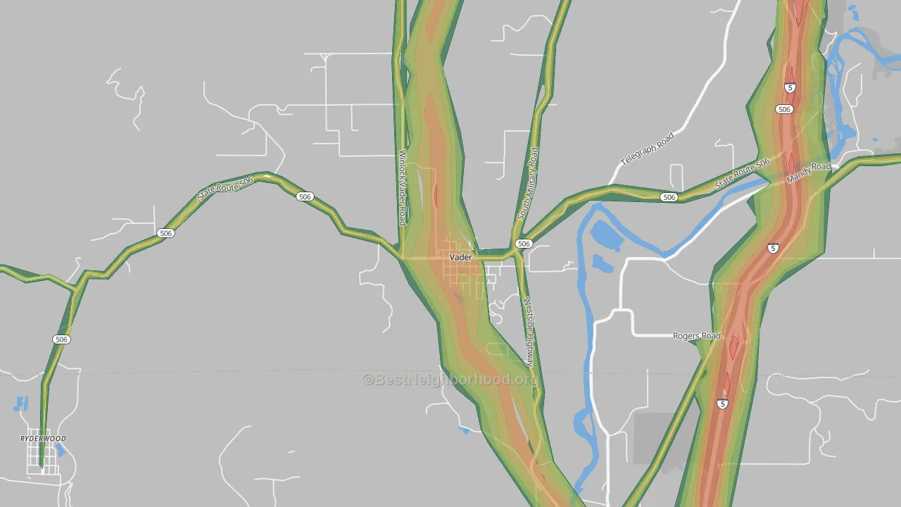 98593, WA Map of Noise Levels in 98593