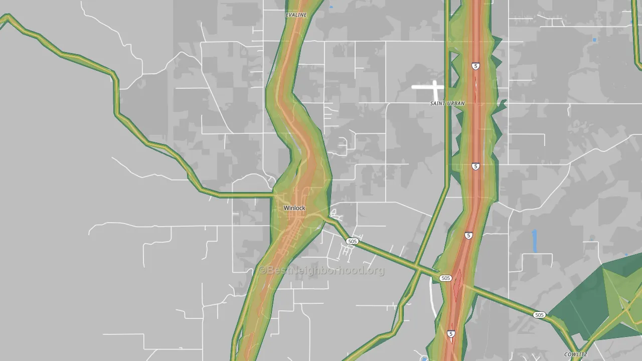 98596, WA Map of Noise Levels in 98596