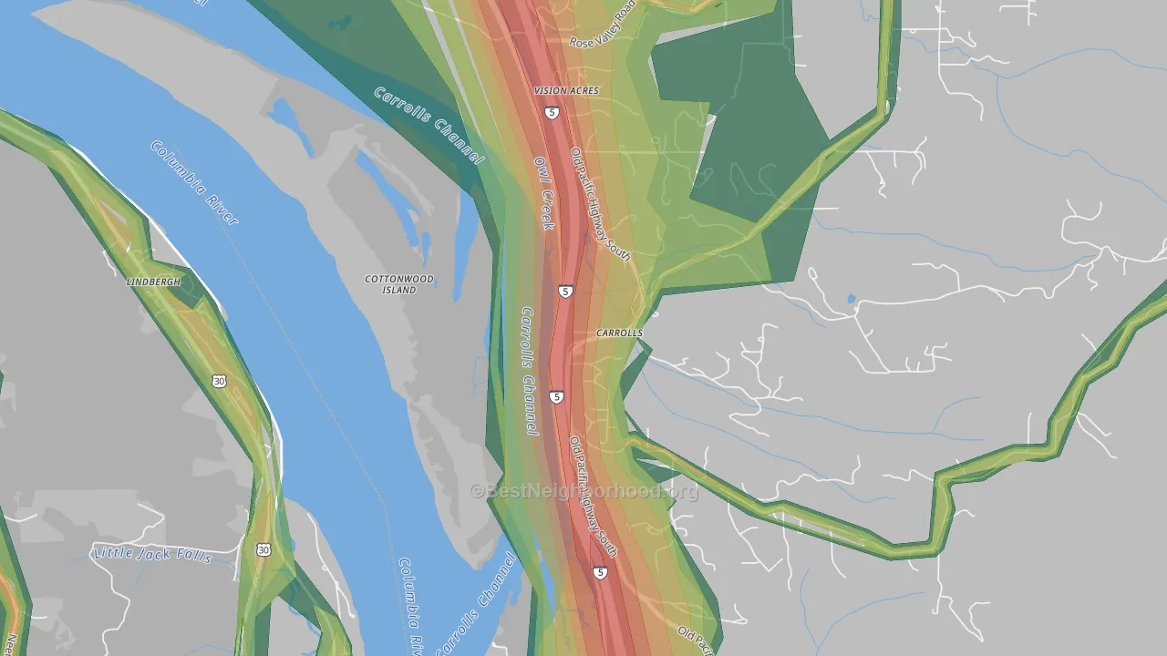 98609, WA Map of Noise Levels in 98609