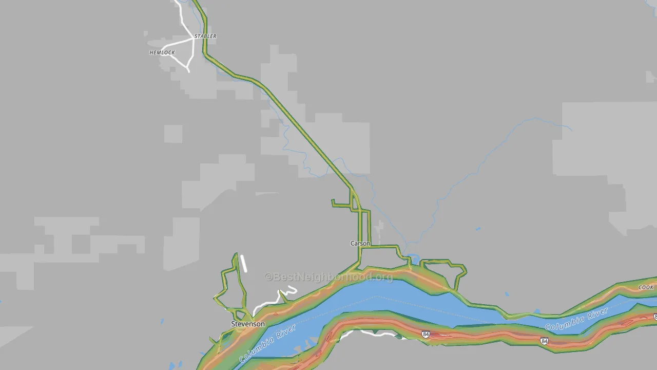 98610, WA Map of Noise Levels in 98610