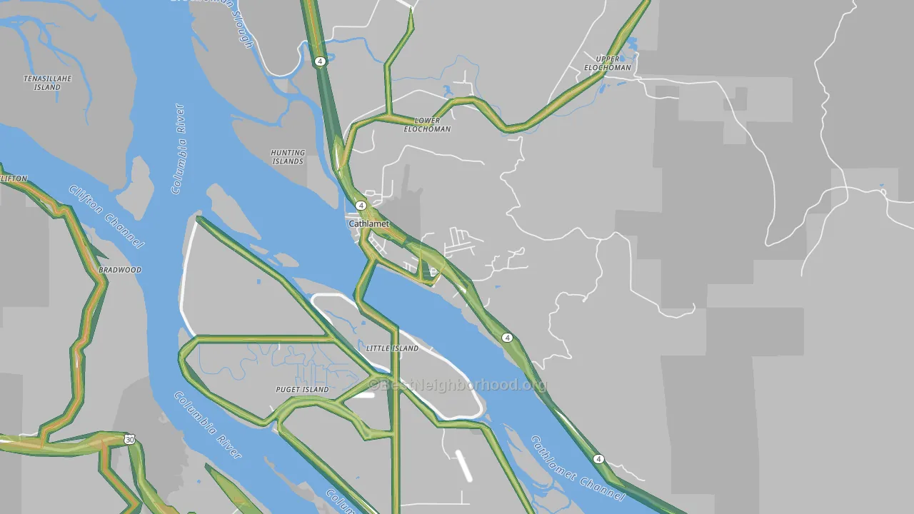 98612, WA Map of Noise Levels in 98612