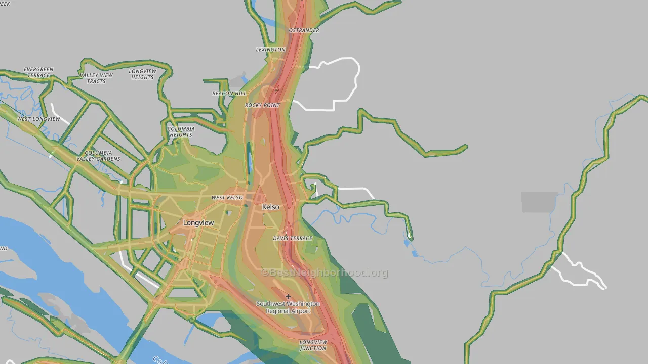98626, WA Map of Noise Levels in 98626