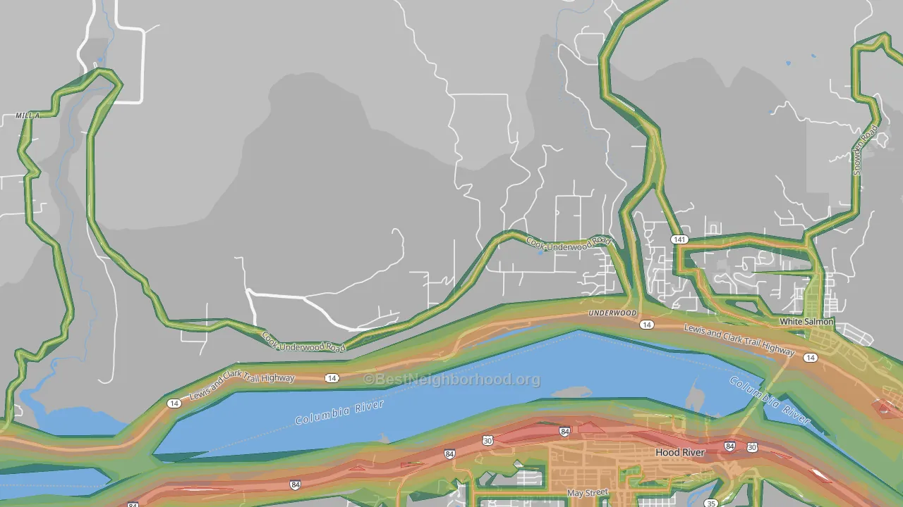 98651, WA Map of Noise Levels in 98651