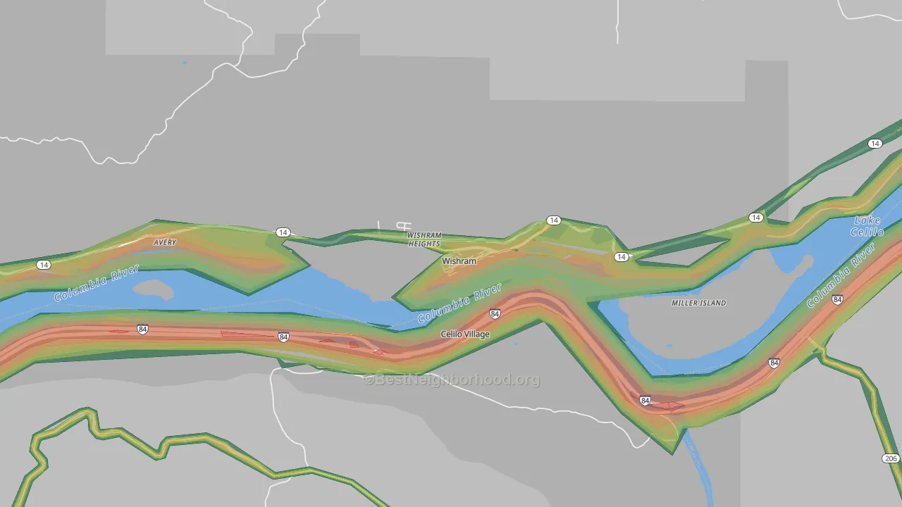 98673, WA Map of Noise Levels in 98673