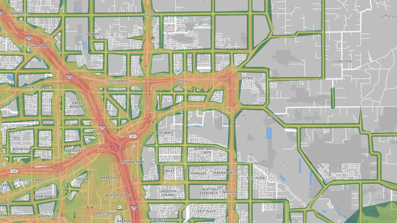 98682, WA Map of Noise Levels in 98682