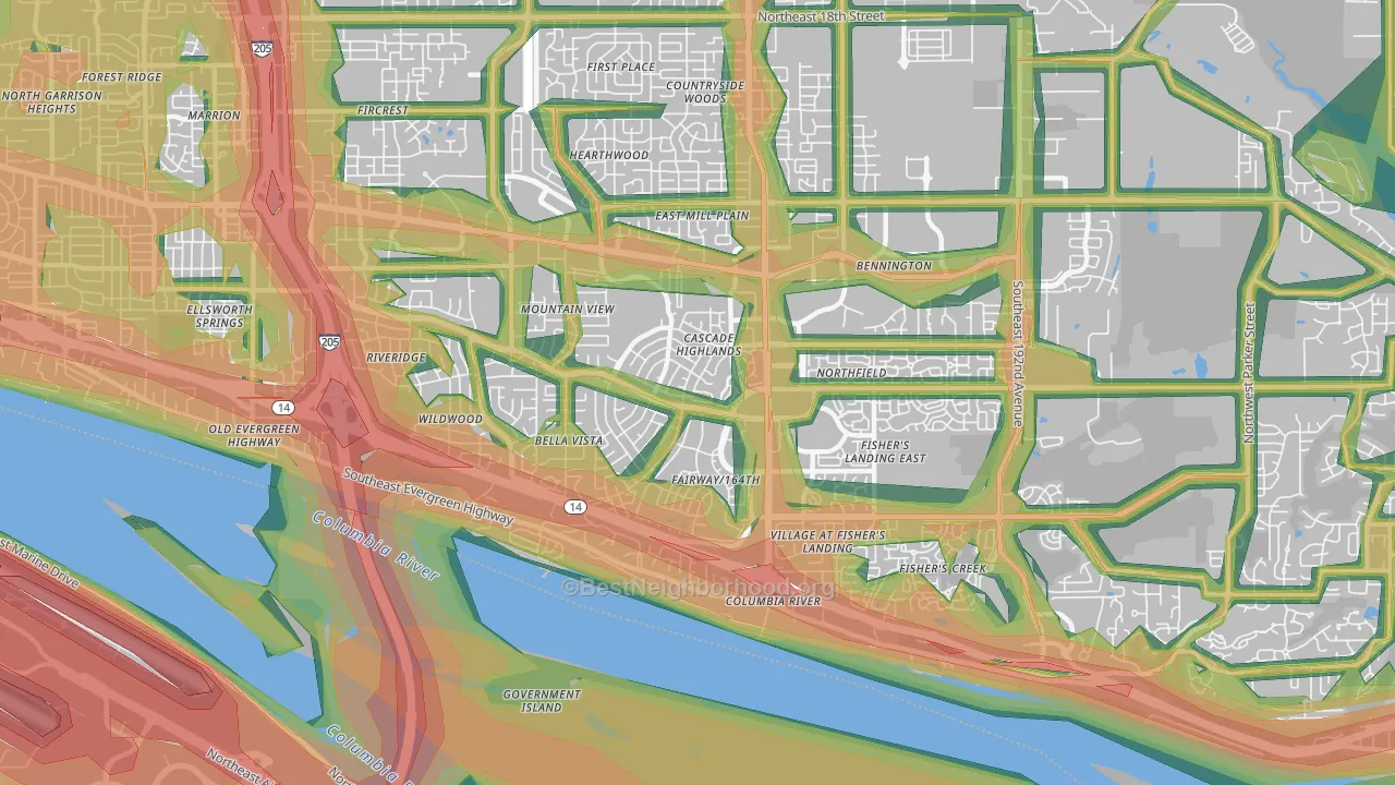 98683, WA Map of Noise Levels in 98683