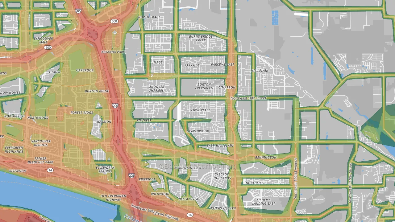98684, WA Map of Noise Levels in 98684