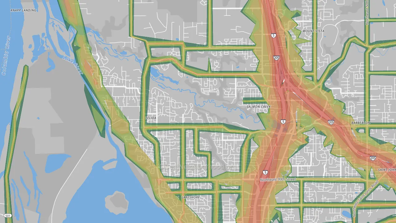 98685, WA Map of Noise Levels in 98685