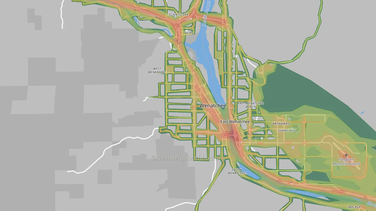 98801, WA Map of Noise Levels in 98801