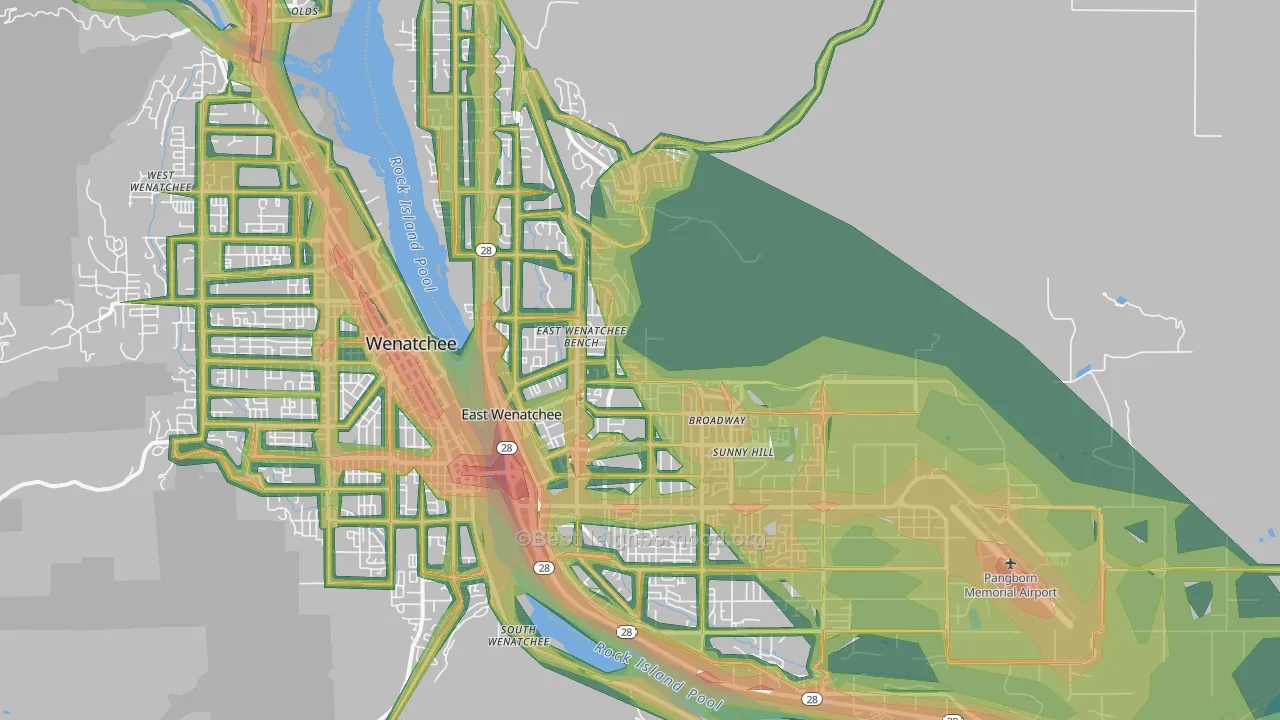 98802, WA Map of Noise Levels in 98802