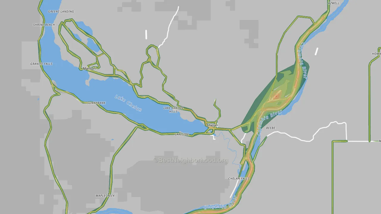 98816, WA Map of Noise Levels in 98816