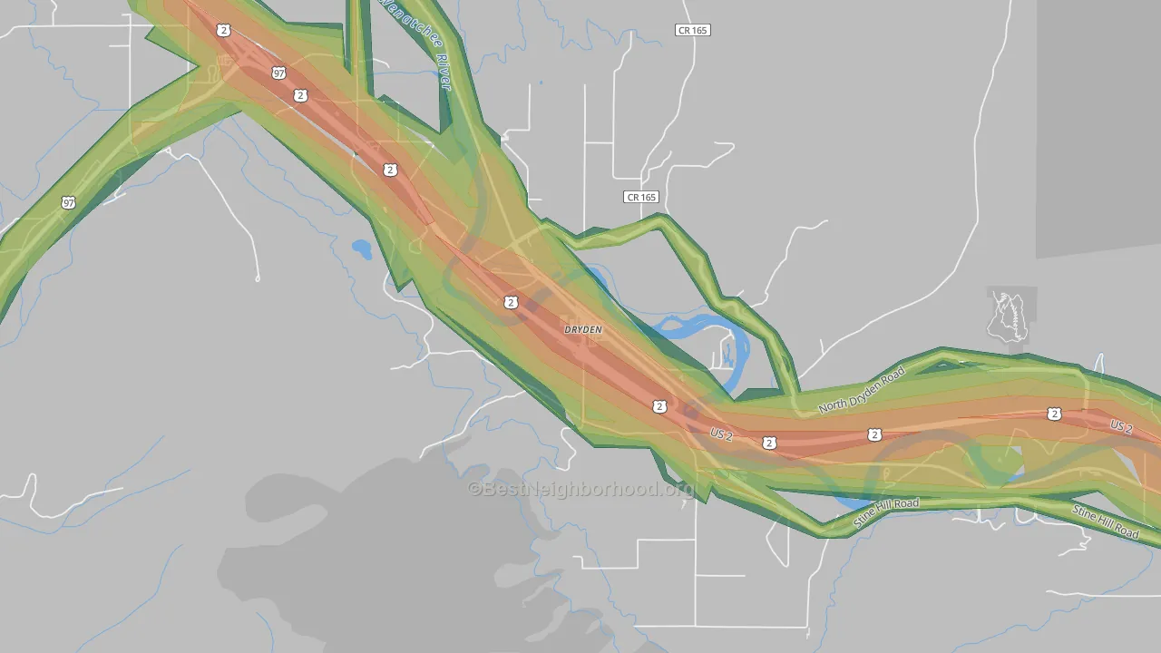 98821, WA Map of Noise Levels in 98821