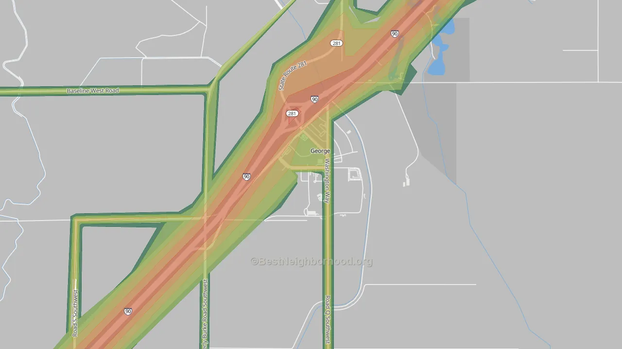 98824, WA Map of Noise Levels in 98824
