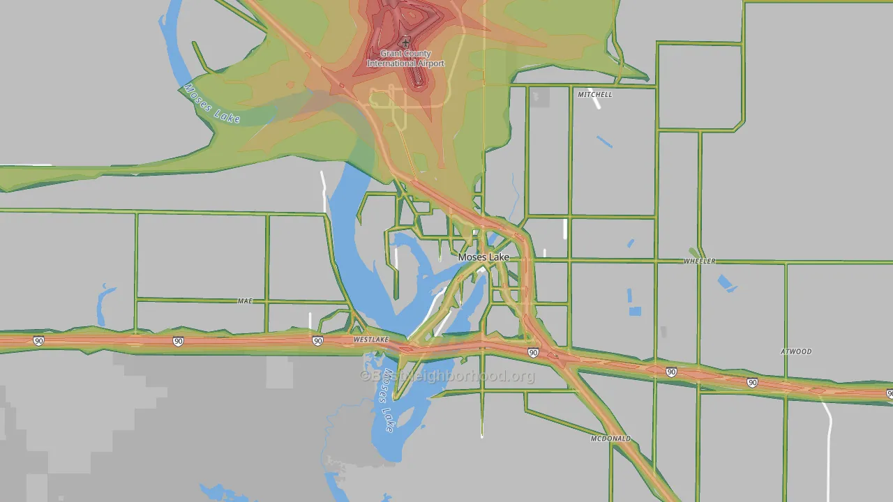 98837, WA Map of Noise Levels in 98837