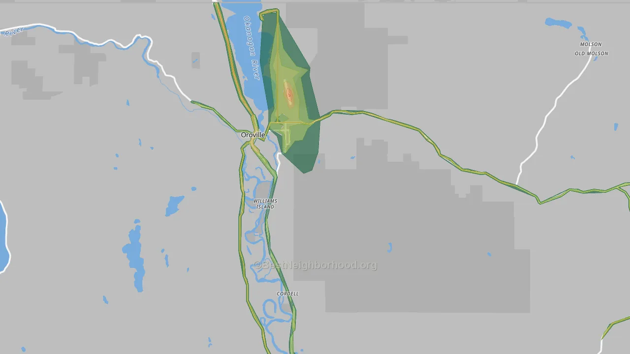 98844, WA Map of Noise Levels in 98844