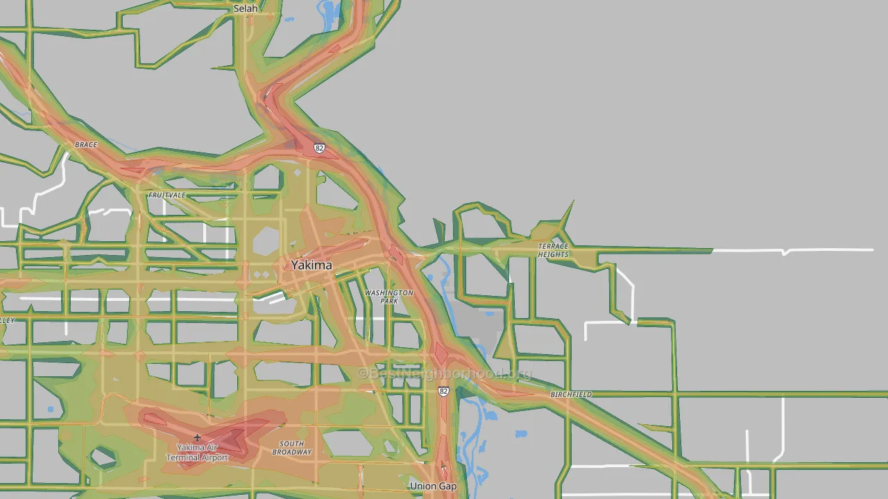 98901, WA Map of Noise Levels in 98901