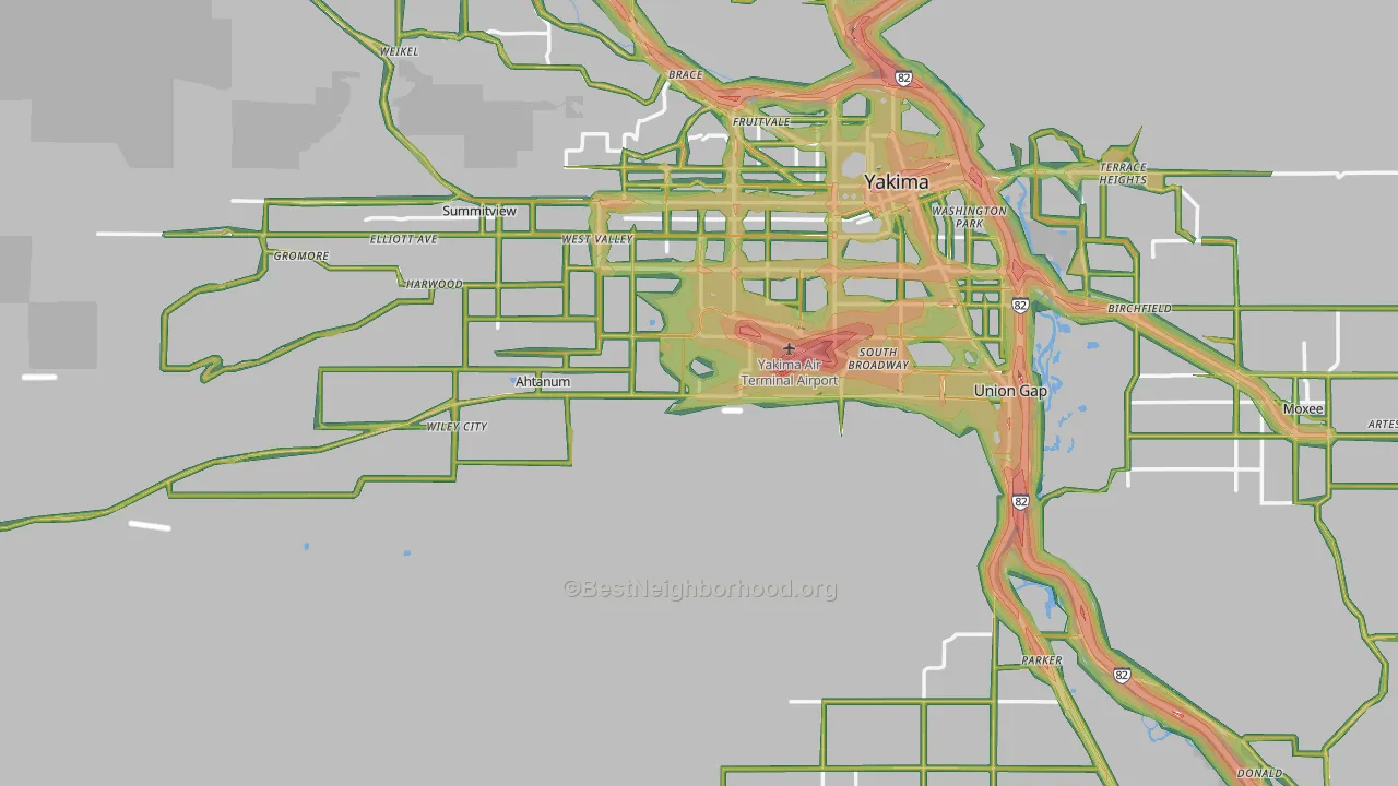 98903, WA Map of Noise Levels in 98903