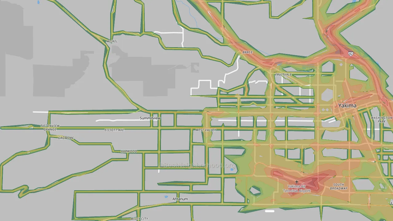 98908, WA Map of Noise Levels in 98908