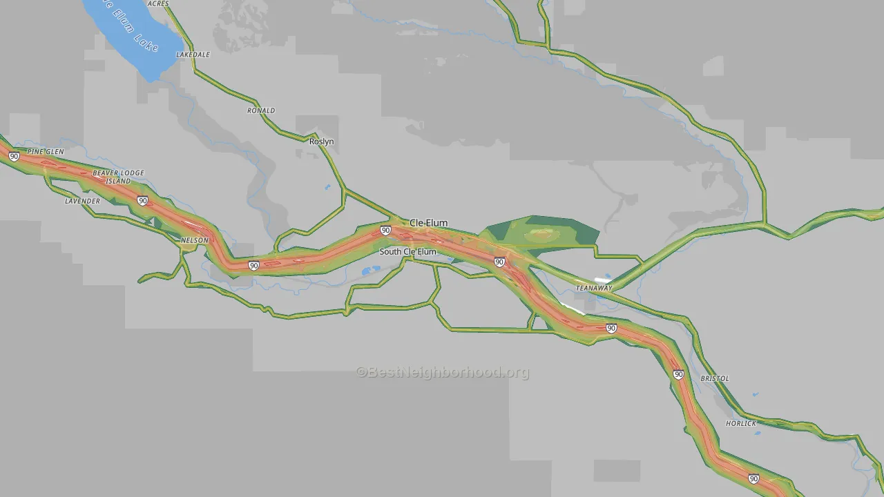 98922, WA Map of Noise Levels in 98922
