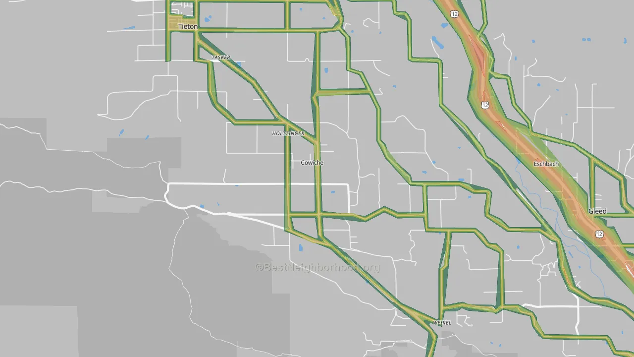 98923, WA Map of Noise Levels in 98923