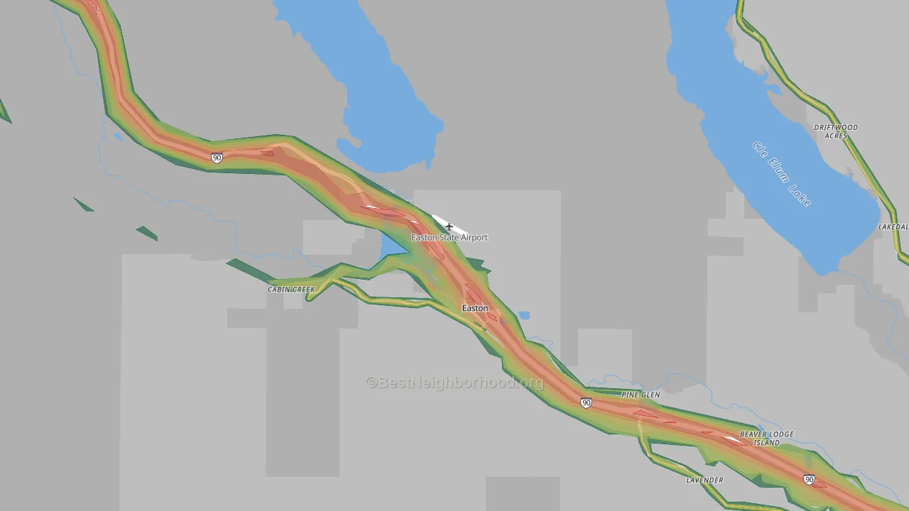 98925, WA Map of Noise Levels in 98925