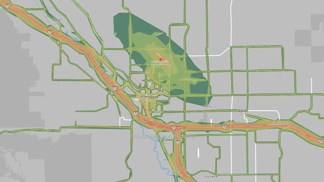 98926, WA Map of Noise Levels in 98926