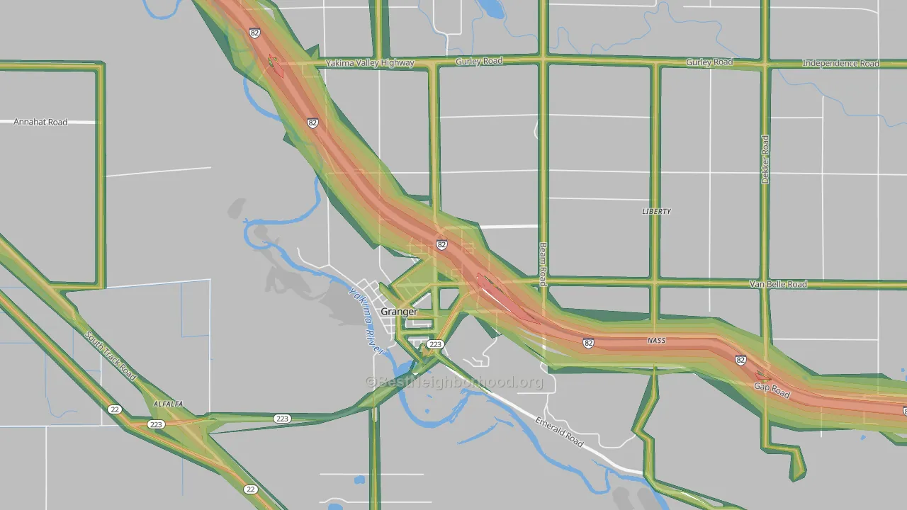 98932, WA Map of Noise Levels in 98932